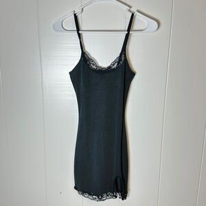 SHEIN Black Lace Detail Chemise Dress